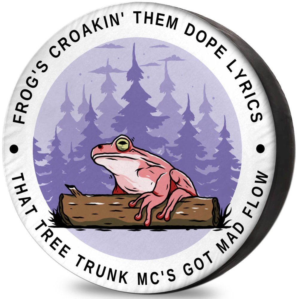 RV Spare Tire Cover Frog Perched Weatherproof Dust-Proof Universal for Trailer SUV Van Camp Travel Trailer 12" 13" 14" 15" 16" 17 Inch