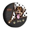 MALIHONG Personalized Dog Spare Tire Cover Funny Australian Shepherd Dog Polka Dot Wheel Cover Waterproof Polyester Tire Cover Universal Fit for RV SUV Truck Travel Trailers Accessories 16" view 1