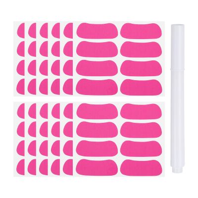 PATIKIL 48 Pairs Sports Eye Black Stickers, Under Eye Black Strips Football Face Stickers Breathable Eyeblack Sticker with 1 Pcs White Pencil for Baseball Fans on Game Day, Pink
