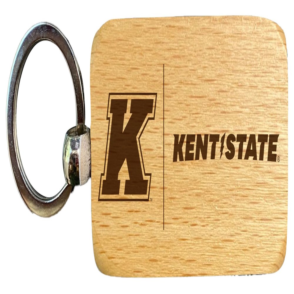 R and R Imports Kent Golden Flashes 2.5 x 1-Inch Engraved Wooden Keychain Officially Licensed Collegiate Product Single Unit
