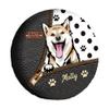 MALIHONG Personalized Dog Spare Tire Cover Shiba Inu Dog Polka Dot Wheel Cover Waterproof Polyester Tire Cover Universal Fit for RV SUV Truck Travel Trailers Accessories 16" view 1