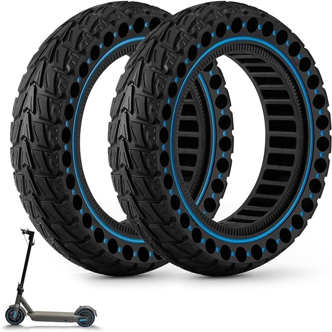 ThinkMRO 2PCS 10x2.5 inches Solid Tires for Electric Scooter, 60/70-6.5 Tire for Ninebot G30 /G30D /G30E /G30E /G30LP /G30D II /G30 Max, Tire Replacement for All 10 x 2.5'' Scooter Tires (Blue-Double)