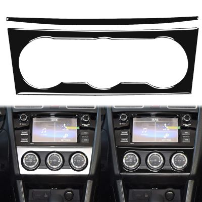 Auto Center Console Air Condition Control Buttons Decoration Decal 2pcs Sticker Glossy Piano Black Interior Trim Accessories Compatible with Subaru Impreza2015-2016/Subaru XV Crosstrek 2015-2017 - B