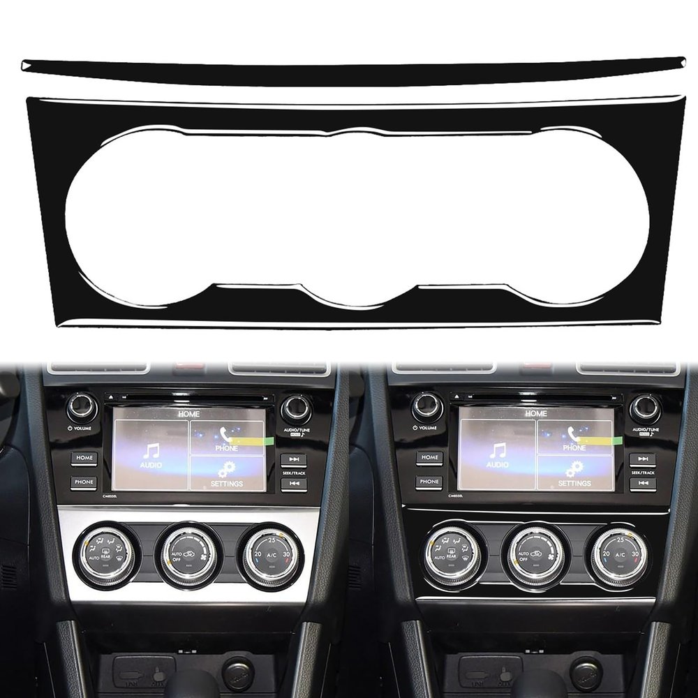 Auto Center Console Air Condition Control Buttons Decoration Decal 2pcs Sticker Glossy Piano Black Interior Trim Accessories Compatible with Subaru Impreza2015-2016/Subaru XV Crosstrek 2015-2017 - B