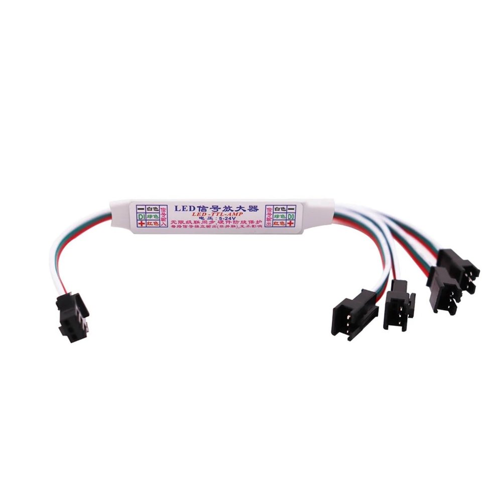 PriaRi Connector L-ed Strip M1ni Signal Amplifier Repeater Fit Compatible WS2812B WS2811 SK6812 3Pin RGBIC Addressable L-ED Strip Module 1 to 4/8 5-24V(1PCS,1 Female to 4 Male)