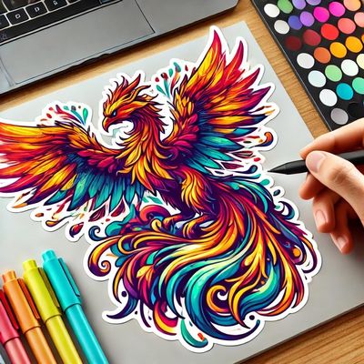 Colorful Phoenix Mythical Creature Sticker for Laptop, Wall, Car, Window, Bumper, Waterproof Decal for Truck, Auto, Water Bottle (4)
