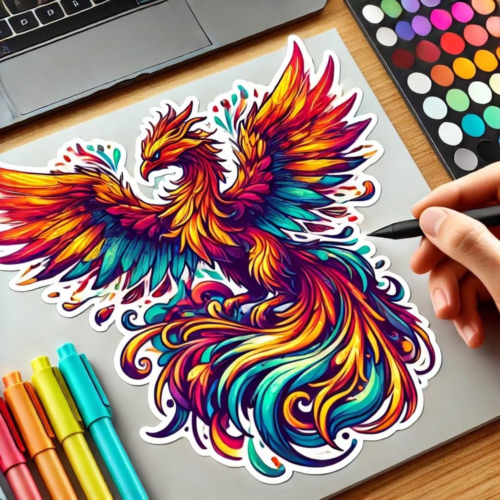 Colorful Phoenix Mythical Creature Sticker for Laptop, Wall, Car, Window, Bumper, Waterproof Decal for Truck, Auto, Water Bottle (4)