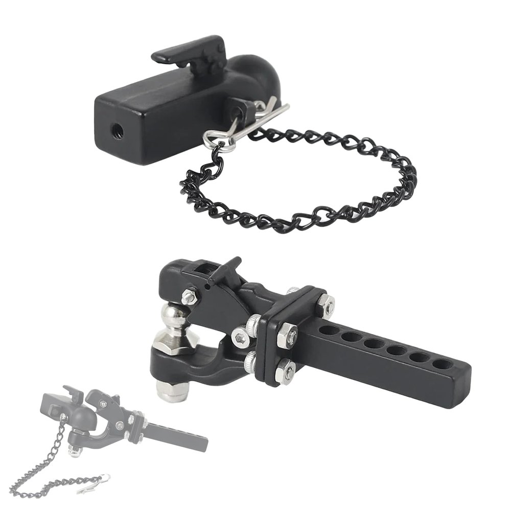 AMK 1/10 Scale RC Trailer Hitch Tow Hook, RC Trailer Hitch Receiver for RC Crawler Redcat GEN 8 Scout II CC01 TF2 TRX4 Axial SCX10 90046 (Complete Set)