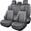 COMFDRIVE Car Seat Covers Full Set,Faux Leather Seat Covers for Cars, Car Seat Protector Waterproof, Non-Slip,Bright and Shiny seat Covers Make Your Vehicle Look, 5Seaters,Full Set,Gray view 1