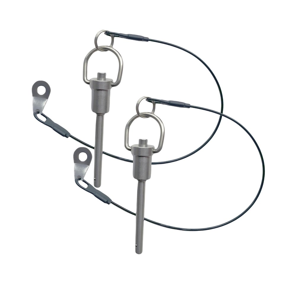 2pcs Stainless Steel Ring Quick Release pin, Grip Button Lock pin Ball Lock pin with Safety Rope (Dia:1/4, L:3/4in)