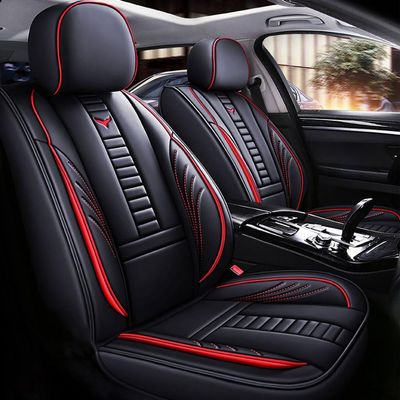 Niscarda for Ford Fusion 2019 Car Seat Covers, Full Coverage Customized seat Covers Premium Leather Waterproof Stain-Resistant Easy to Install (Full Set, Black&Red)