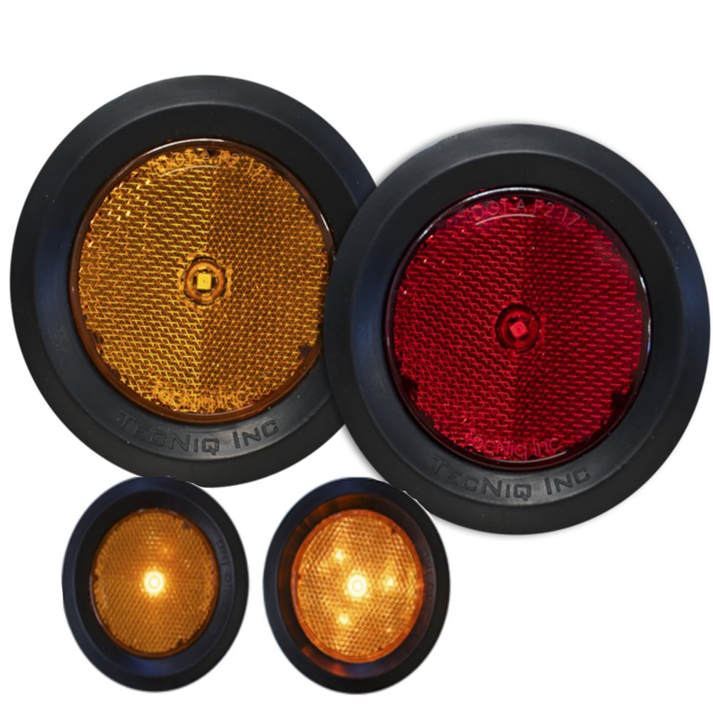 TecNiq, Inc Tecniq New OEM 2.5"" Round Amber P2 rated 4 LED Grommet Mount Sidemarker w/Reflectivity, S12-AA40-1