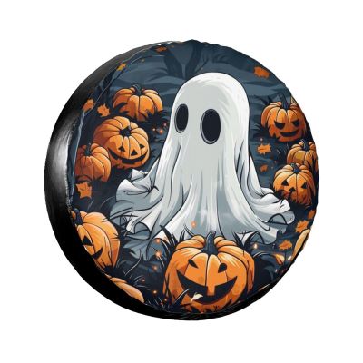 Halloween Spare Tire Cover for Rv Trailer Camper- Pumpkin Grove Ghost Waterproof Wheel Protectors Cover Universal Fit for Truck SUV Travel Camping Outdoor-14 inch