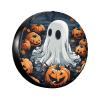 Halloween Spare Tire Cover for Rv Trailer Camper- Pumpkin Grove Ghost Waterproof Wheel Protectors Cover Universal Fit for Truck SUV Travel Camping Outdoor-14 inch view 1