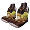 BTCOWZRV Car Seat Covers Set Universal Auto Front Seats Protector Breathable Car Seat Cushion Protector White Wine Cheese Cake Grapes Car Front Seat Cover for Most SUV Sedan Truck view 1