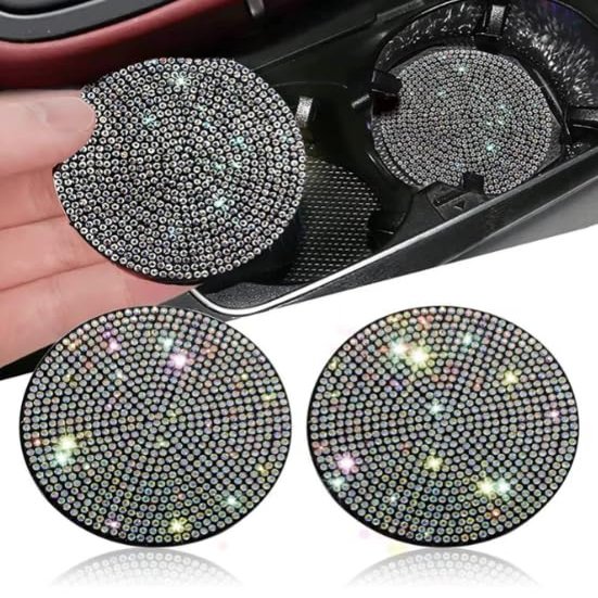 Ultra Bling Cup Holder Extra Ice Bright Decor Car 2 Pack Shiny Cover Protection and Luxury (Color)