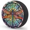 oooJHooo Spare Tire Cover for RV Trailer, Glass Dragonfly Pattern Tire Covers Universal Fit for Travel Trailer Camper Jeep RV SUV Truck Waterproof Wheel Cover (15 inch for Diameter 27 - 29),A-789 view 2