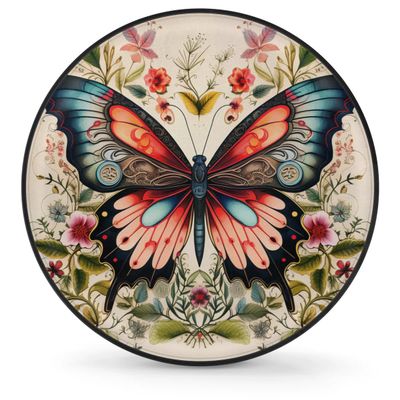 Spare Tire Cover for RV Trailer, Retro Butterfly Flower Tire Covers Universal Fit for Travel Trailer Camper Jeep RV SUV Truck Waterproof Wheel Cover (17 inch for Diameter 31 - 33)
