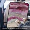 2 Pack Kick Mat Back Seat Protector With 3 Storage Pockets,Abstract Red Waterproof & Stain Proof Universal Car Seat Back Protector Backseat Organizer For Kids Pets,Modern Ombre Ocean Striped Wave Art view 3