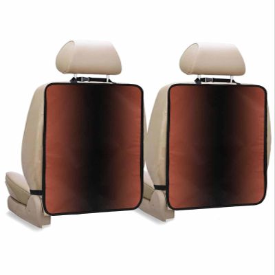 2 Pack Kick Mat Back Seat Protector With 3 Storage Pockets,Burnt Orange Black Waterproof & Stain Proof Car Seat Back Protector Backseat Organizer For Kids,Modern Minimalist Gradient Solid Color
