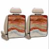 2 Pack Kick Mat Back Seat Protector With 3 Storage Pockets,Abstract Orange Waterproof & Stain Proof Universal Car Seat Back Protector Backseat Organizer For Kids,Contemporary Seawave Striped Painting view 1