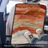 2 Pack Kick Mat Back Seat Protector With 3 Storage Pockets,Abstract Orange Waterproof & Stain Proof Universal Car Seat Back Protector Backseat Organizer For Kids,Contemporary Seawave Striped Painting view 3