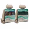 Sabolny 2 Pack Kick Mat Back Seat Protectors, Abstract Green Waterproof & Stain Proof Universal Car Seat Back Protector Backseat Organizer For Kids Pets, Rustic Country Coastal Ombre Stripe Grey view 1