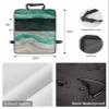 Sabolny 2 Pack Kick Mat Back Seat Protectors, Abstract Green Waterproof & Stain Proof Universal Car Seat Back Protector Backseat Organizer For Kids Pets, Rustic Country Coastal Ombre Stripe Grey view 2