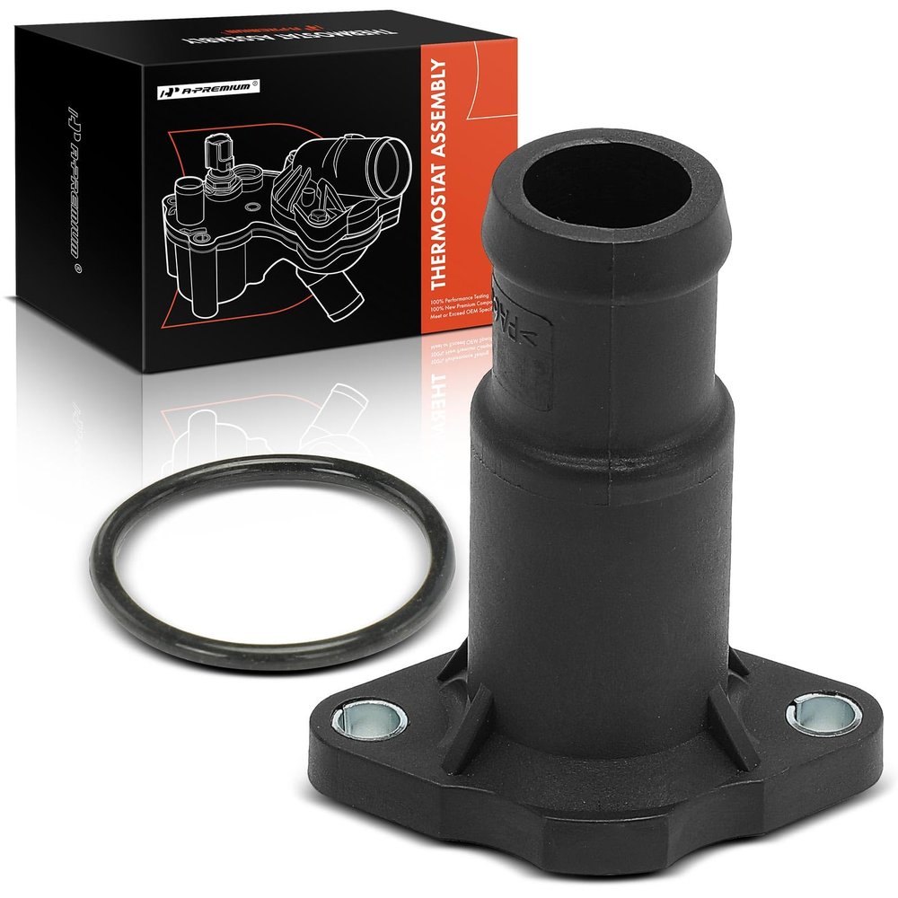 A-Premium Engine Coolant Thermostat Housing Water Outlet [with Seal] Compatible with Volkswagen - Jetta/Golf 1989-1989 1.8L, Jetta/Golf 1990-1992 2.0L, Passat 1990-1993 2.0L - Rear Side