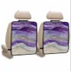 2 Pack Kick Mat Back Seat Protector With 3 Storage Pockets,Abstract Purple Waterproof & Stain Proof Universal Car Seat Back Protector Backseat Organizer For Kids,Gradient Grey Geometric Stripes Wave view 1