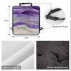 2 Pack Kick Mat Back Seat Protector With 3 Storage Pockets,Abstract Purple Waterproof & Stain Proof Universal Car Seat Back Protector Backseat Organizer For Kids,Gradient Grey Geometric Stripes Wave view 2