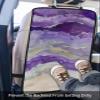 2 Pack Kick Mat Back Seat Protector With 3 Storage Pockets,Abstract Purple Waterproof & Stain Proof Universal Car Seat Back Protector Backseat Organizer For Kids,Gradient Grey Geometric Stripes Wave view 3