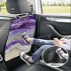 2 Pack Kick Mat Back Seat Protector With 3 Storage Pockets,Abstract Purple Waterproof & Stain Proof Universal Car Seat Back Protector Backseat Organizer For Kids,Gradient Grey Geometric Stripes Wave view 4