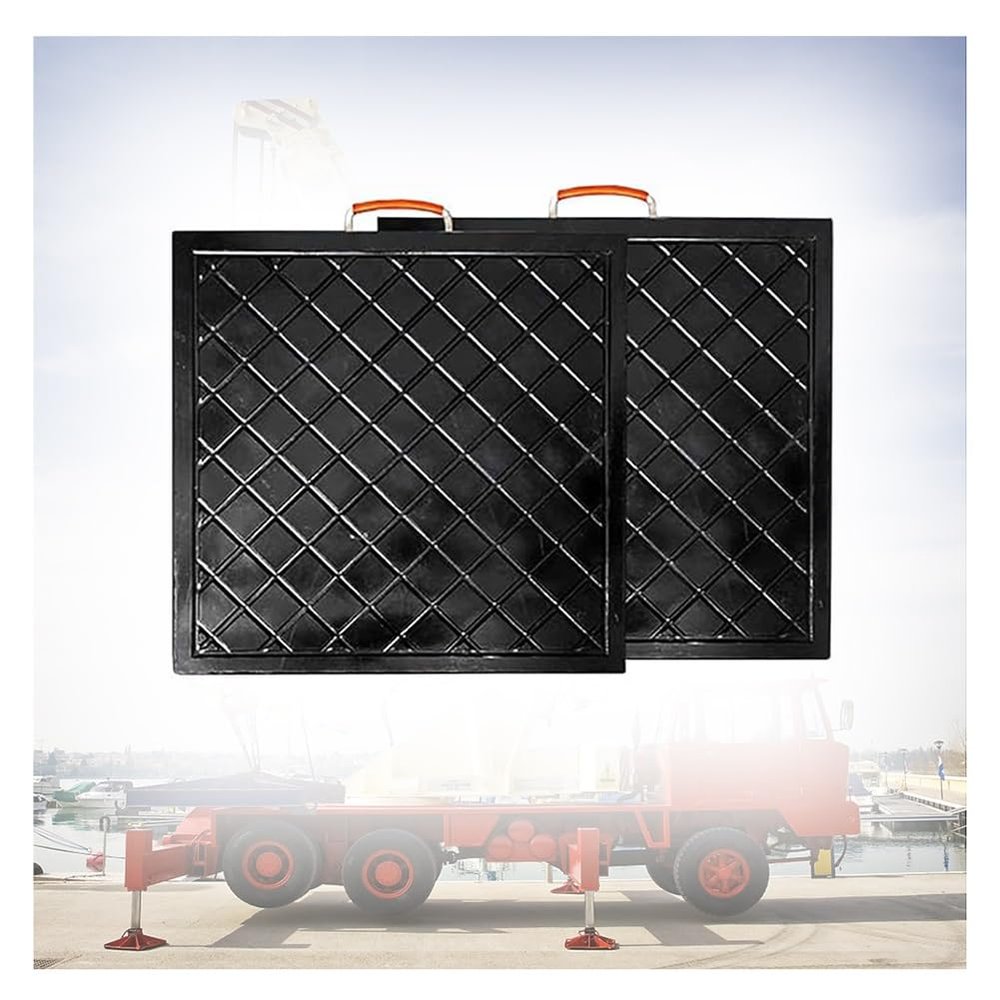 GZHERVICES Jack Landing Pad, Outrigger Jack Pads, Heavy Duty Stabilizing Outrigger Pads, RV Leveling Blocks for Tow, Service Truck, Trailer, Crane, Wrecker Landing Gear(Black-2pcs,400x400x30mm)