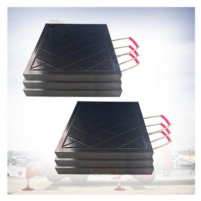 GZHERVICES Jack Landing Pad, Outrigger Jack Pads, Heavy Duty Stabilizing Outrigger Pads, RV Leveling Blocks for Tow, Service Truck, Trailer, Crane, Wrecker Landing Gear(Black-6pcs,400x400x60mm)