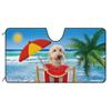 GABSHAIM Funny Goldendoodle Dog Beach Windshield Sun Shade Watermelon Palm Tree Sea Car Front Windows Sunshade for SUV Truck Sun Visor Protector Blocks UV Rays 55 X 30 Inch view 1