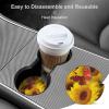 Car Cup Coaster 2PCS Car Cup Holder Coaster Yellow Sunflowers with Red Butterfly Car Coaster Non-Slip Cup Holder Coasters with A Finger Notch Interior Decoration Shockproof Drink Mat for Most Vehicle view 4