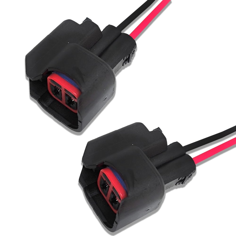 Pack Of 2 Ev6 Ev14 Car Fuel Injector Connector,Fuel Injector Harness Connector With Wire Suitable For Most Cars Parts Black