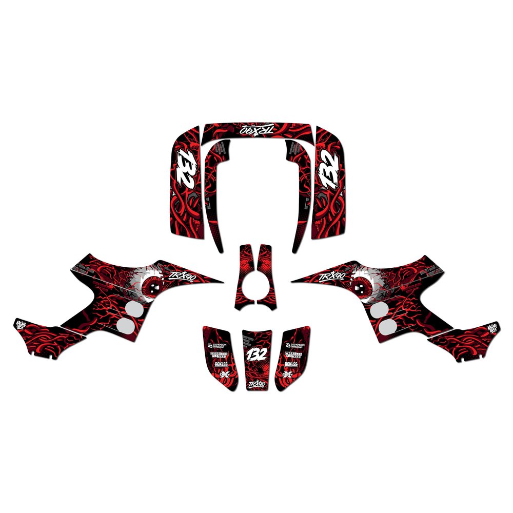 Kalair GFX Graphics Kit for Honda TRX 90 (1993-2005) CORE Series Red 16 Mil - ATV UTV Custom Racing Graphics Stickers Decals Kit, no-plastics
