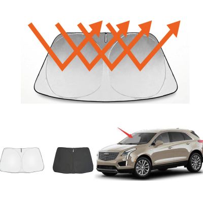 Windshield Sun Shade for Cadillac XT5 Accessories 2017-2024Window Shade Sun Visor Foldable Front Blocks UV Rays &Sun Heat - 210T Material 2 layers, Keep Cooler