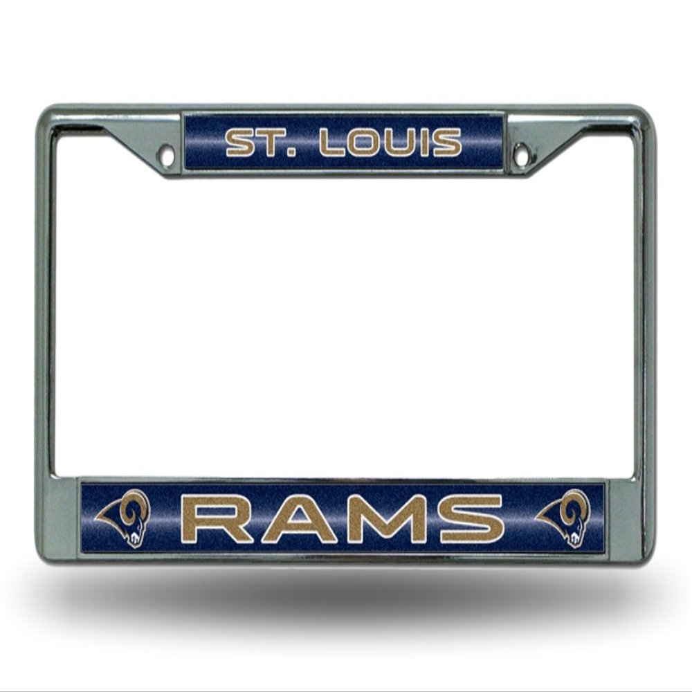 Rico St Louis Football Rams Standard Size Chrome License Plate Frame - It Sparkles!