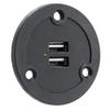 RecPro RV Black USB Charger Outlet | Two USB Ports | LED Indicator | 9-16V Input | 5V Output | 2.4 Amp (Round) view 1