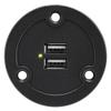 RecPro RV Black USB Charger Outlet | Two USB Ports | LED Indicator | 9-16V Input | 5V Output | 2.4 Amp (Round) view 2