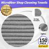 HOMERHYME Microfiber Cleaning Cloth,150 Pack Grey Cleaning Rags, Bulk All-Purpose Lint-Free Shop Towels Wipes, Commercial Micro Fiber Cleaning Towels Washcloth for Car Garage Housekeeping 11.5"*11.5" view 2