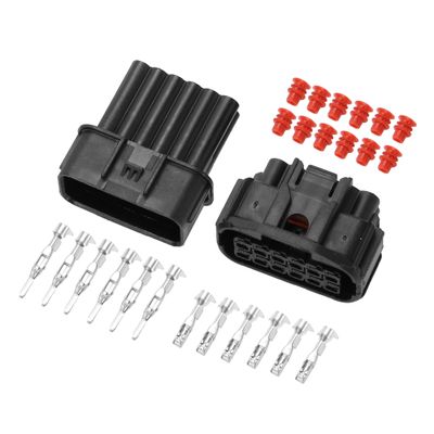 Hihaha Front Headlight Connector Plug for Honda/Inner Male Female Wire Terminal Connector/Waterproof Plastic 1.5mm Series / 1 Set Black 12 Pin