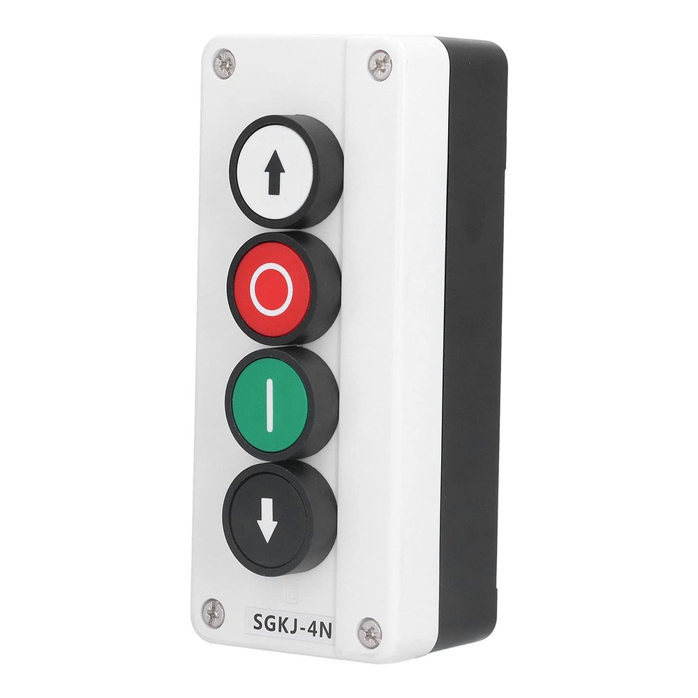 Akozon UpDownStop Control Momentary Switch Station Box for Winch Roller Door, Truck Tail - ABS Shell, Momentary Pushbutton (SGKJ-4N)