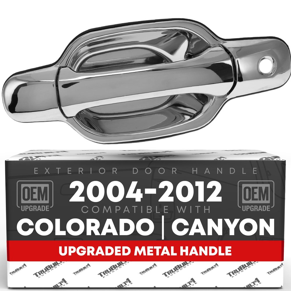 T1A Exterior Front Driver Door Handle, Upgraded Metal - Compatible with 2004-2012 Chevrolet Colorado, 2004-2012 GMC Canyon - All Chrome w/Keyhole - OEM 25875521