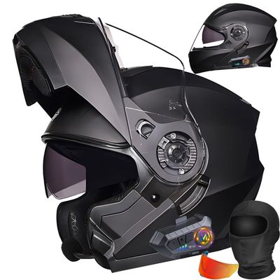 HALYING Bluetooth Modular Motorcycle Helmets DOT Approved Helmets for Adults Motorcycle, Dual Visor Helmets, Built-in Dual Speaker with Microphone, for Adult Men and Women