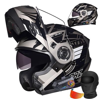 HALYING Bluetooth Modular Motorcycle Helmets DOT Approved Helmets for Adults Motorcycle, Dual Visor Helmets, Built-in Dual Speaker with Microphone, for Adult Men and Women