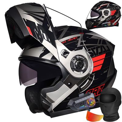 HALYING Bluetooth Modular Motorcycle Helmets DOT Approved Helmets for Adults Motorcycle, Dual Visor Helmets, Built-in Dual Speaker with Microphone, for Adult Men and Women